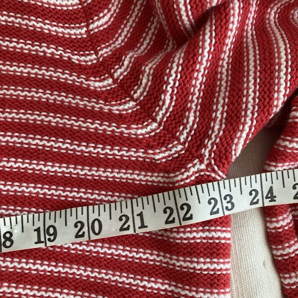 Izod Women's Red Striped Sweater V Neck Chunky Shawl Collar Cotton Acrylic Sz XL - Picture 6 of 9